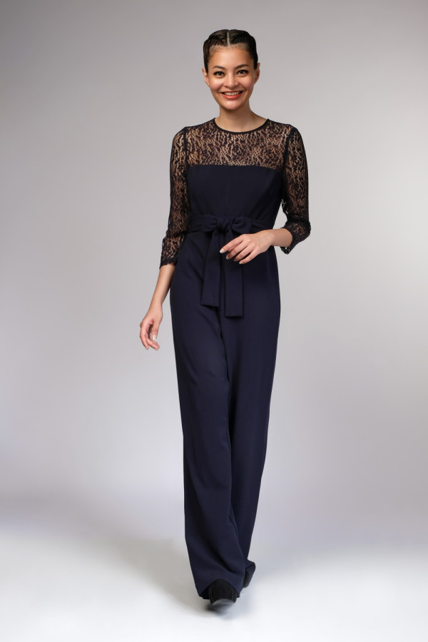 Boo Tie Navy Combo Jumpsuit