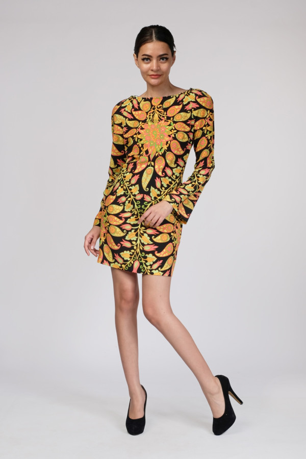 Printed Retro Paisley Dress