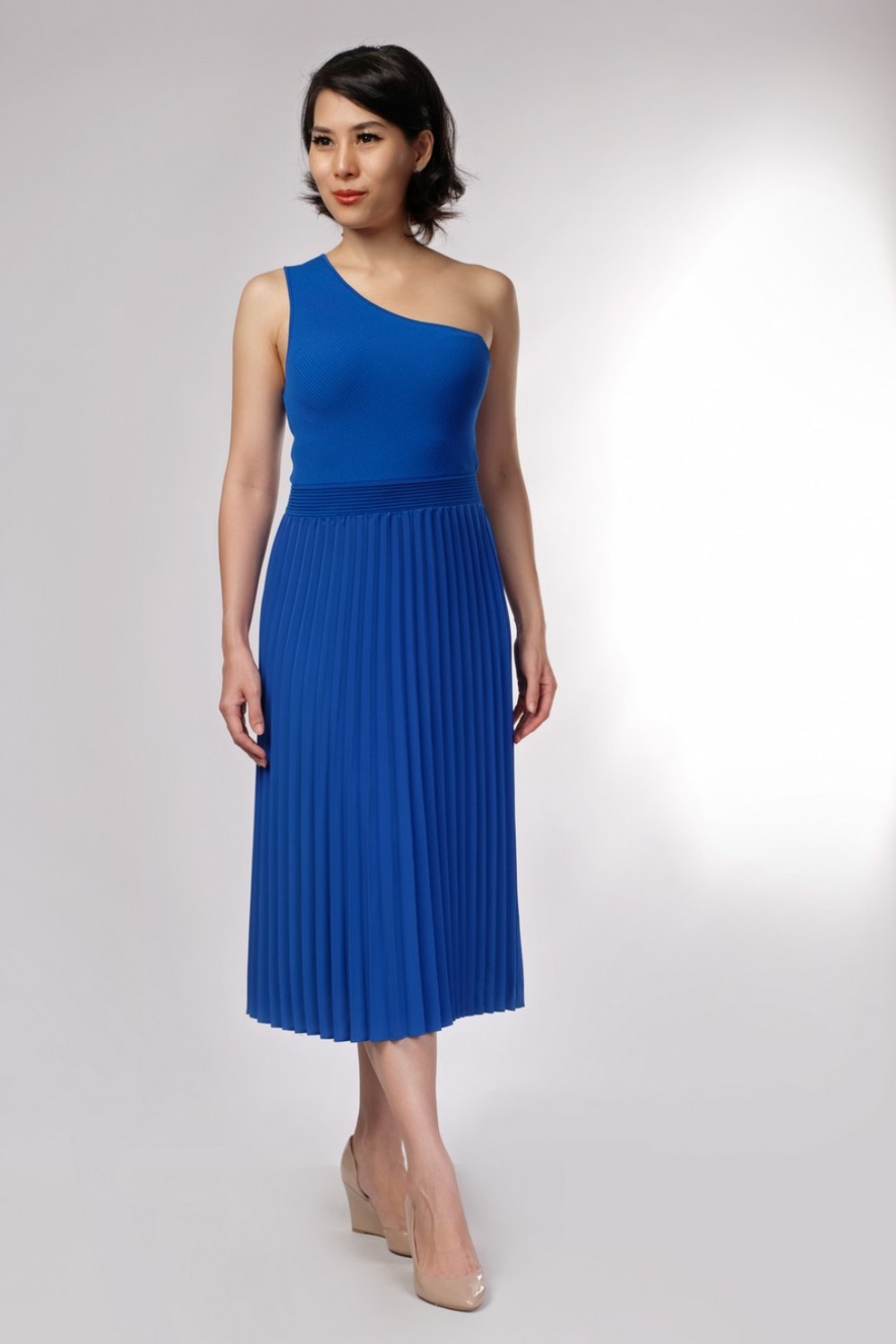 Asymmetric Knitted Midi Dress