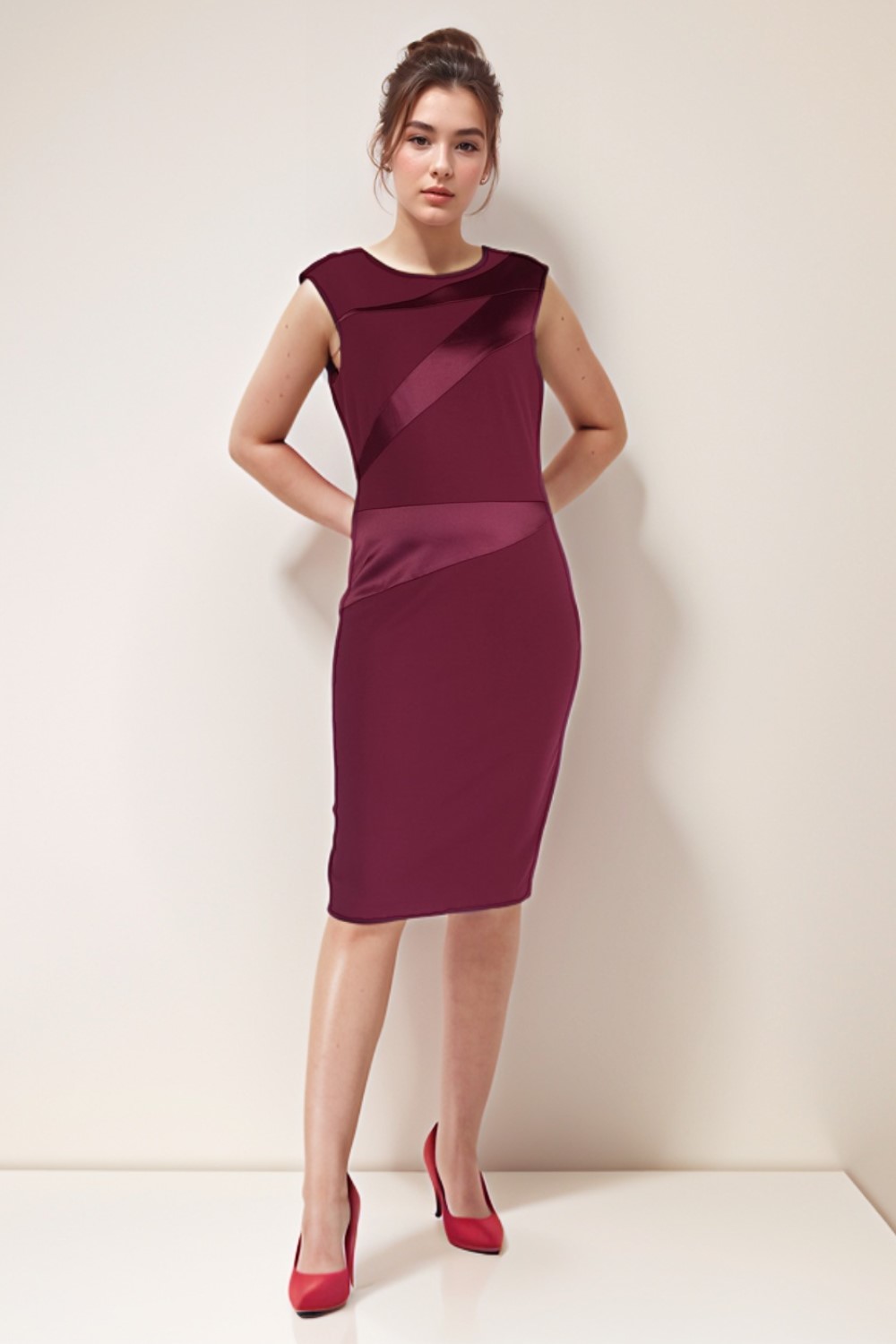 Burgundy Asymmetric Front Bodycon Dress