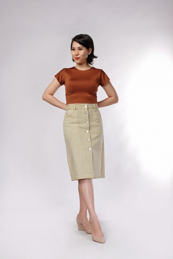 Womens Green Denim Skirt