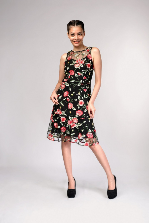 Int Embroidered Floral Sleeveless Dress