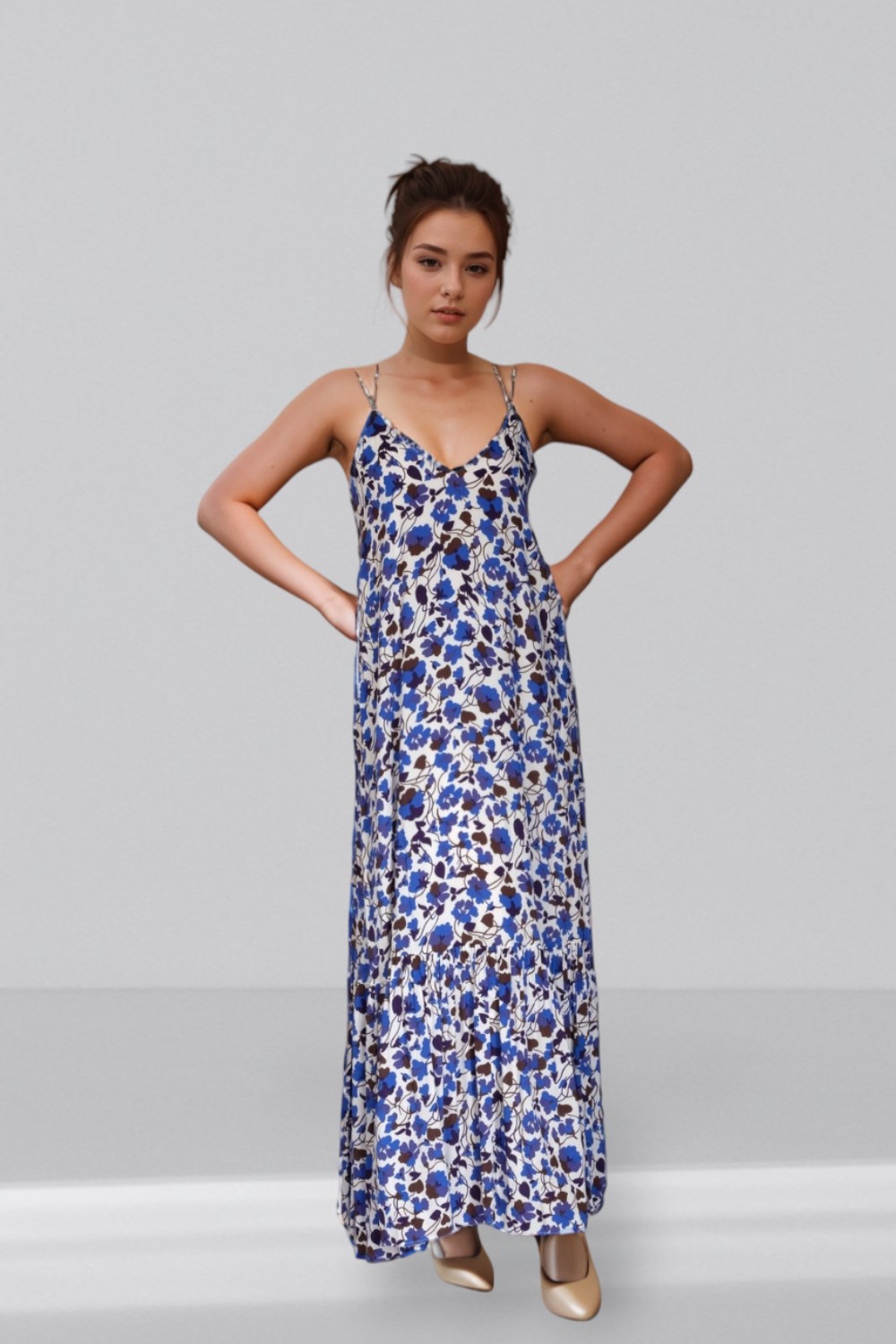 Strappy Maxi Dress Floral Printed