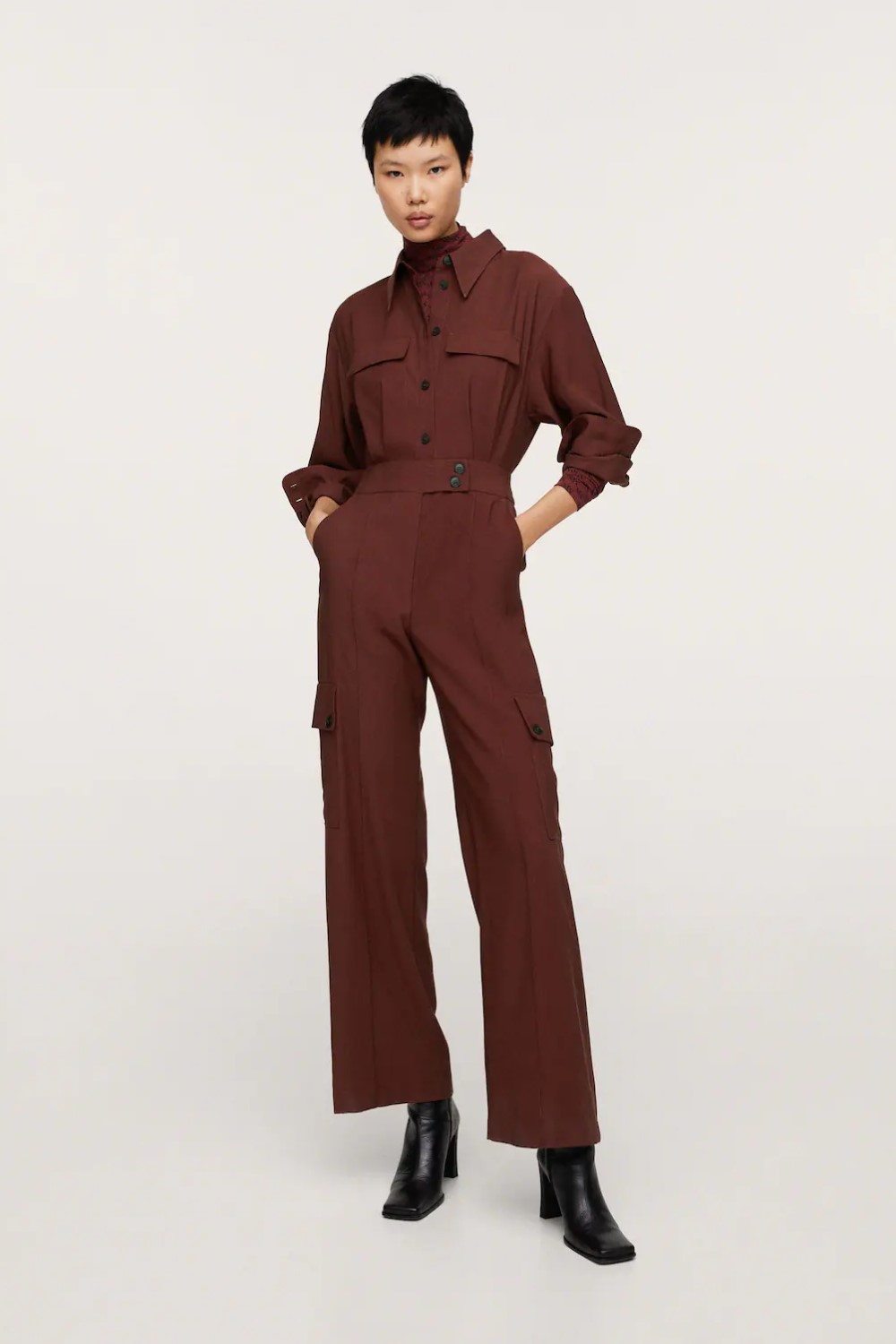 Long Chest Pocket Jumpsuit