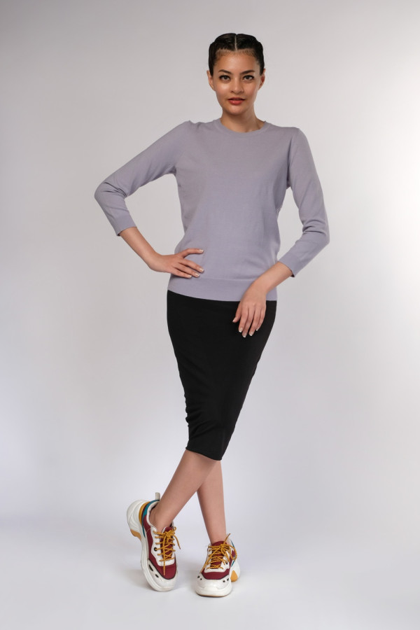 Grey Pearl Long Sleeve Knit