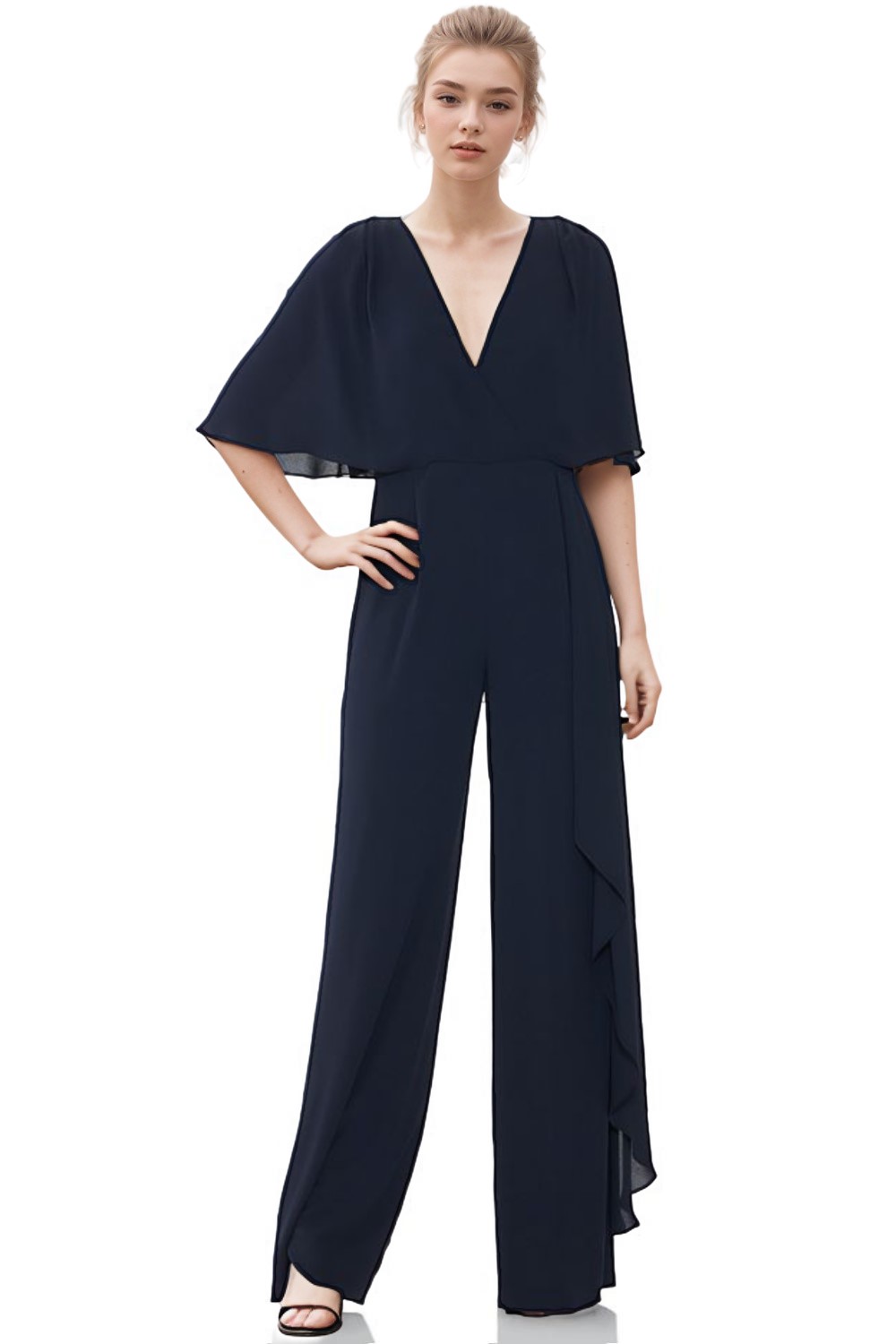 Cutout Draped Crepe de Chine Jumpsuit