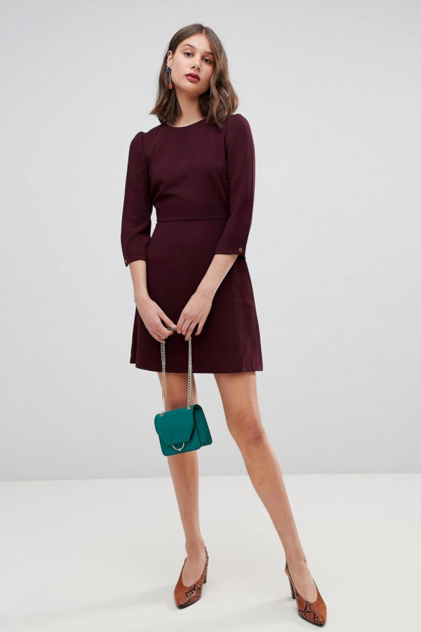 Puff Sleeve Crepe Dress