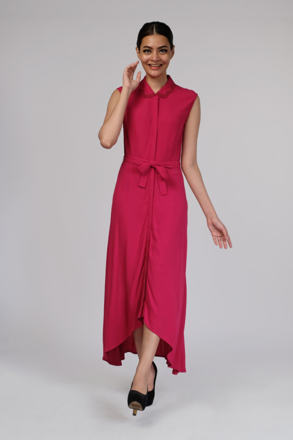 Rilana Belted Crepe Midi Shirt Dress