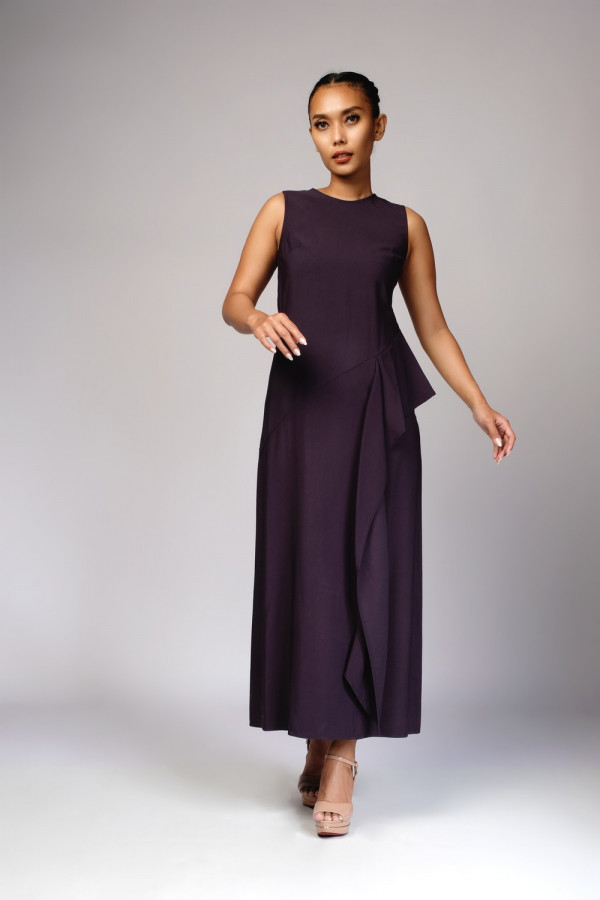 Qyetta Asymmetrical Frill Maxi Dress