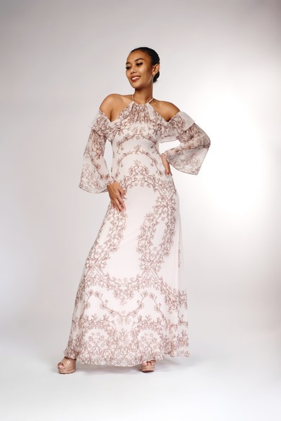 Jaimee Vine Print Cold Shoulder