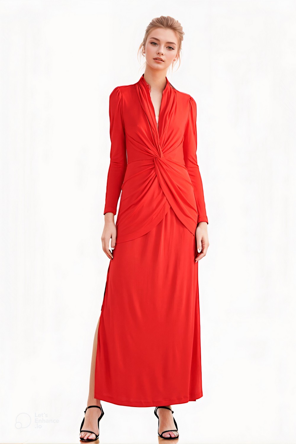 Stacia Twist Font Crepe Maxi Dress