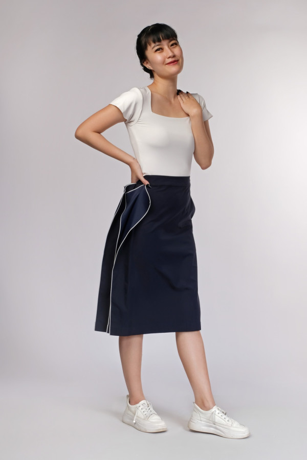 A-Line White Stripes Skirt