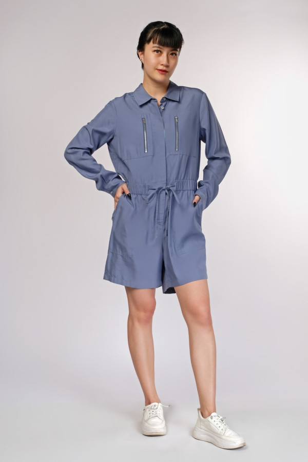 Blue Denim Short Jumpsuit