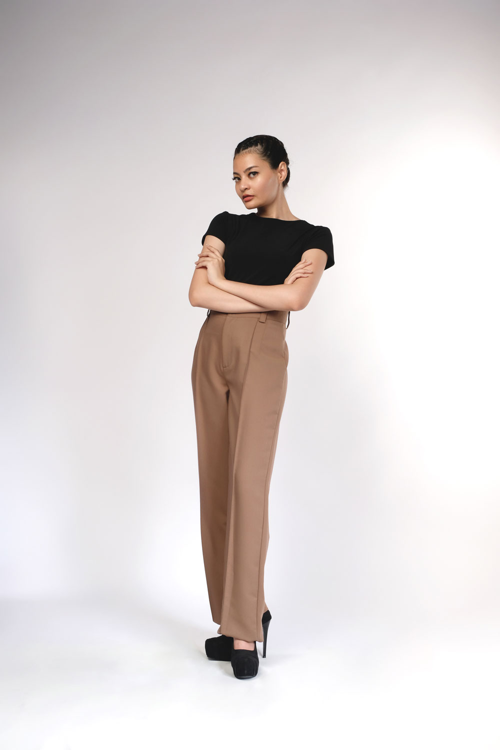 Khaki Long Straight Pants