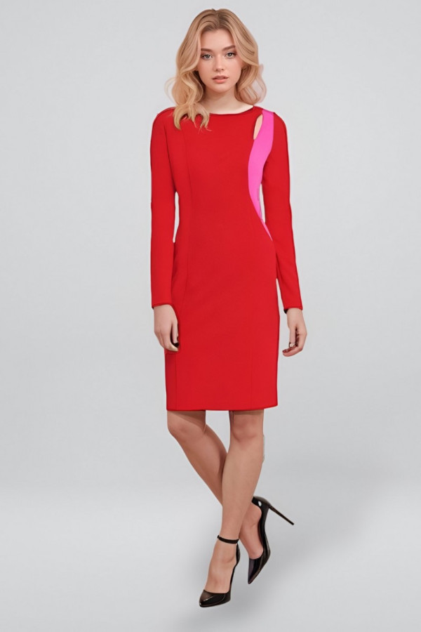 Women Two Tone Cutout Sheath Coctail Dress