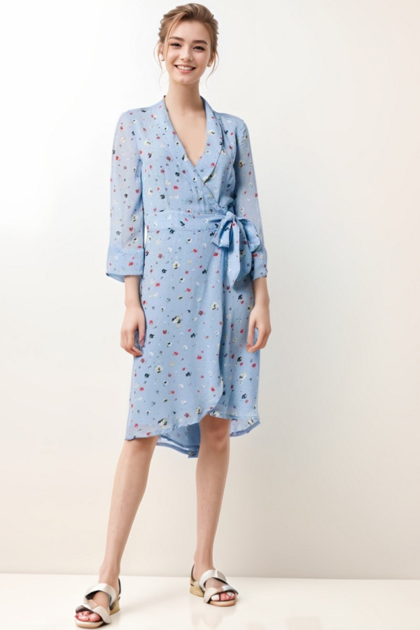 The Alex Floral Print Chiffon Wrap Dress