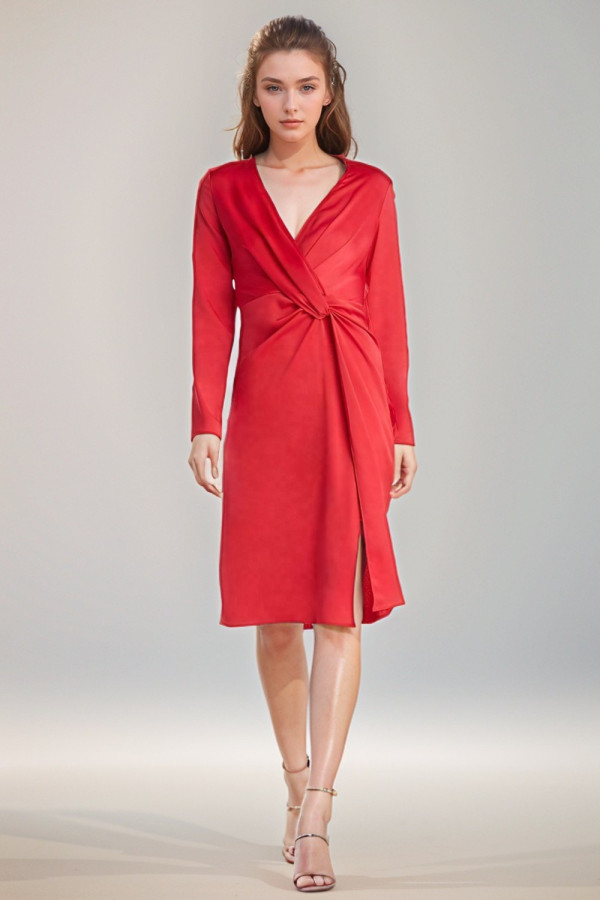 Coats Twist Front Satin Crepe Dress