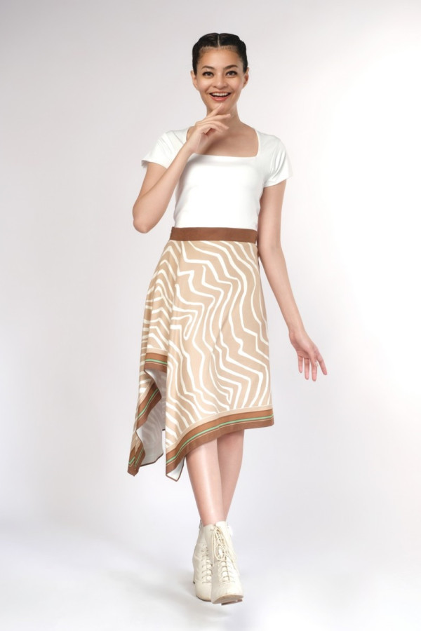 Abstract Line Browny Skirt