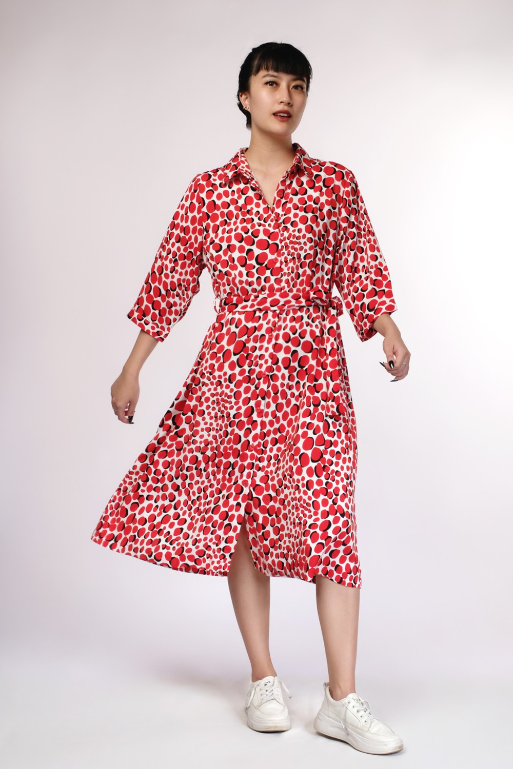 Abstract Red Pattern Dress