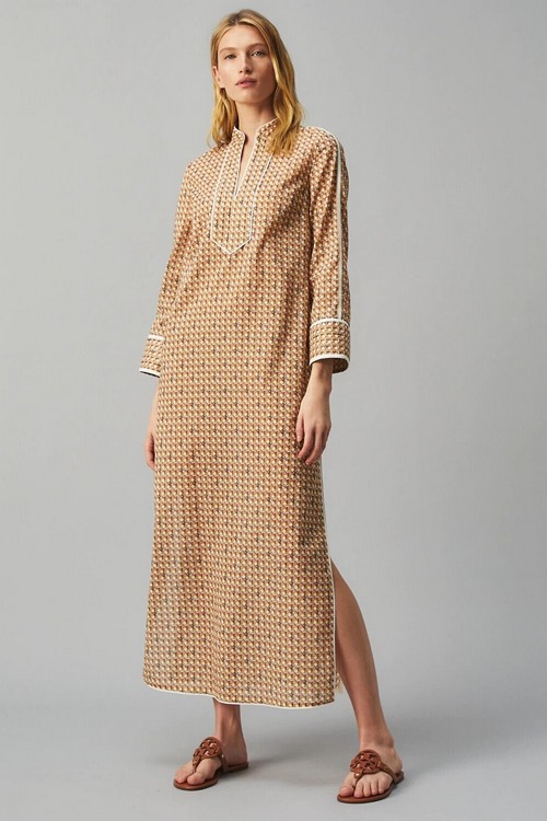 Buttermilk Basket Weave Caftan Long Tunic