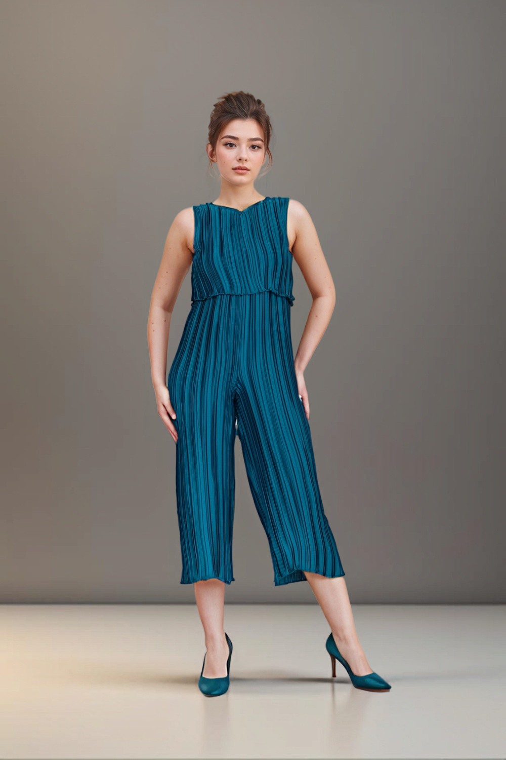 Green Pleated Jumpsuit