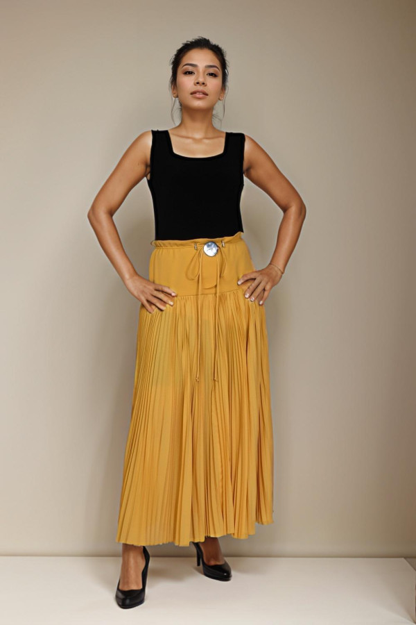 Drawsting Pleated Skirt