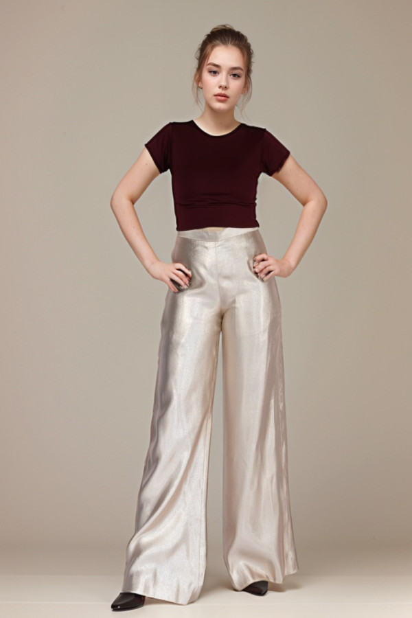 Gold Alva Wide Leg Trousers