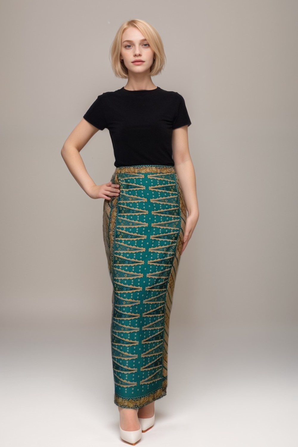 Floral Green Batik Skirt