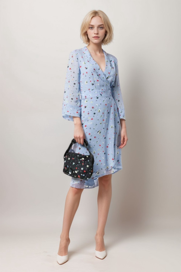 The Alex Floral Print Chiffon Wrap Dress