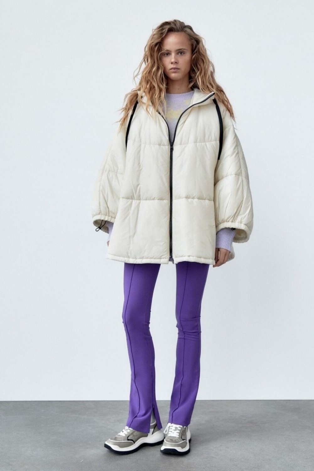 Quilted Puffer Cape with Hood