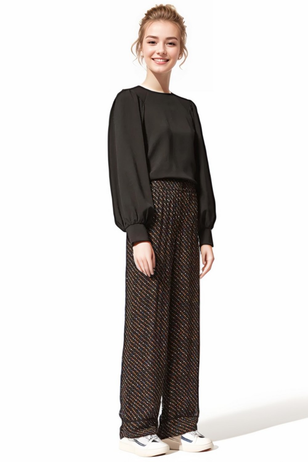 Mullin Printed Georgette Straight Leg Pants