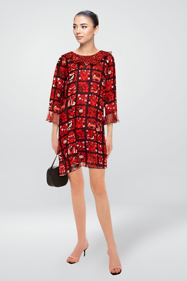 Ruffled Printed Georgette Dress