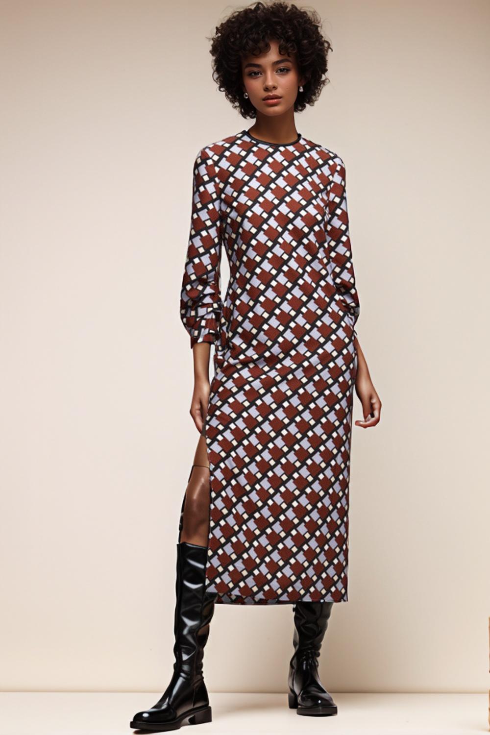 Geometric Print Multicolor Dress