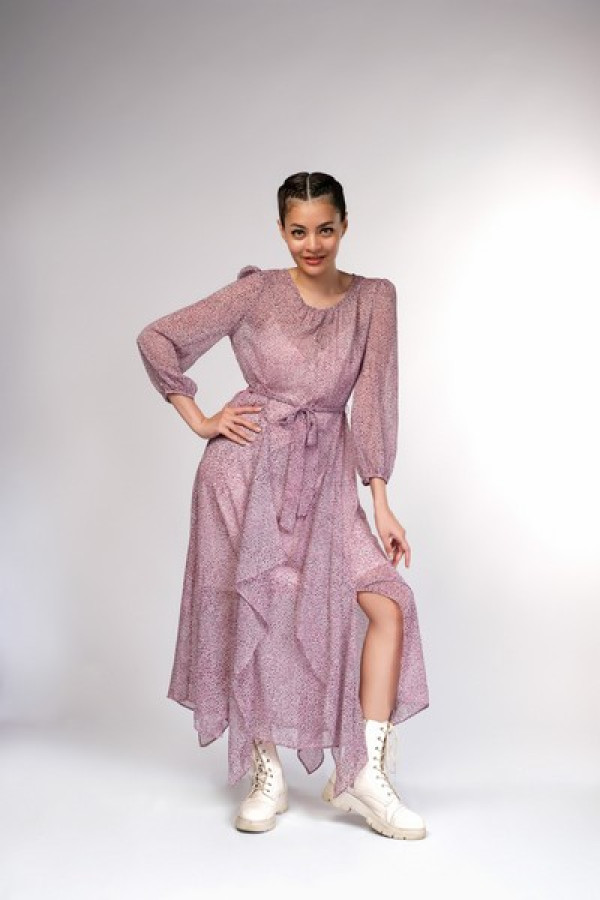 Leopard Handkerchief Hem Dress