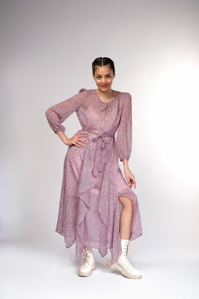 Leopard Handkerchief Hem Dress