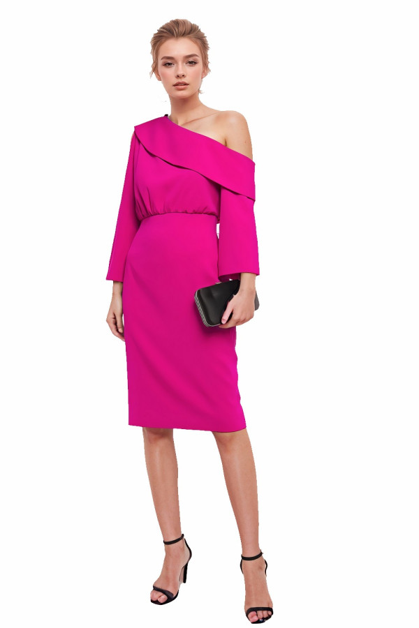 One Shoulder Stretch Crepe Dress