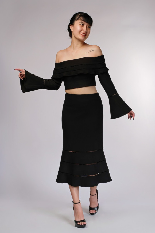 Black Immortal Off Shoulder Top