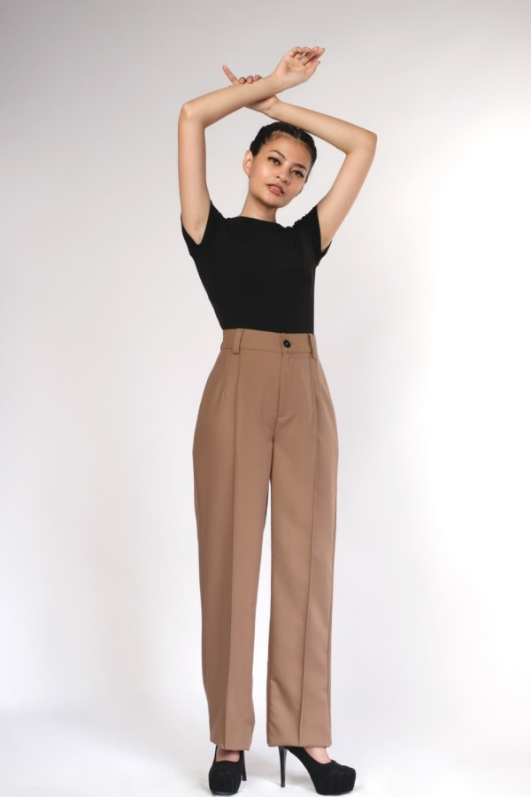 Khaki Long Straight Pants