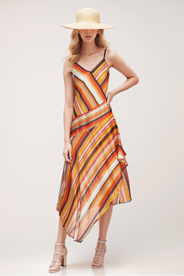 Stripped Asymmetrical Dress