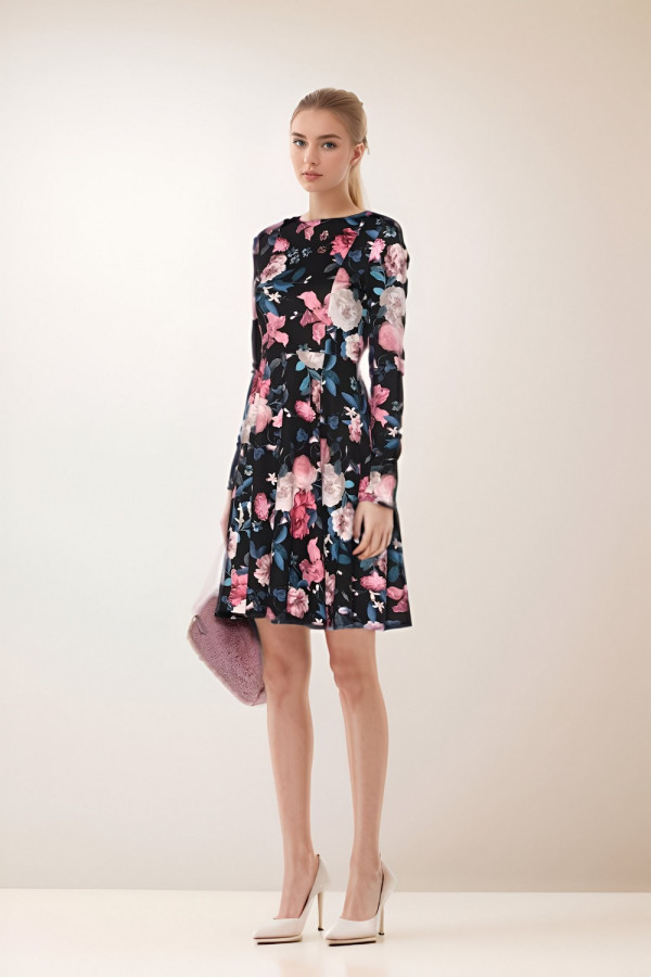 Martina Floral Print Ponte Mini Dress