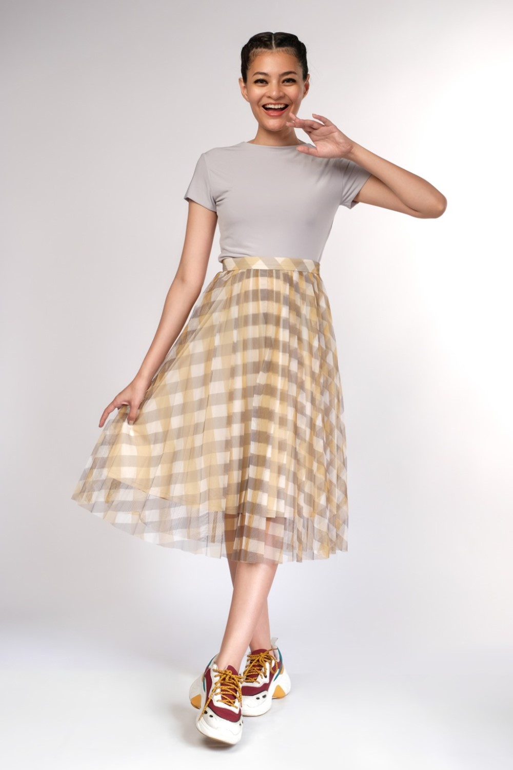 Tulle Yellow Plaid Skirt