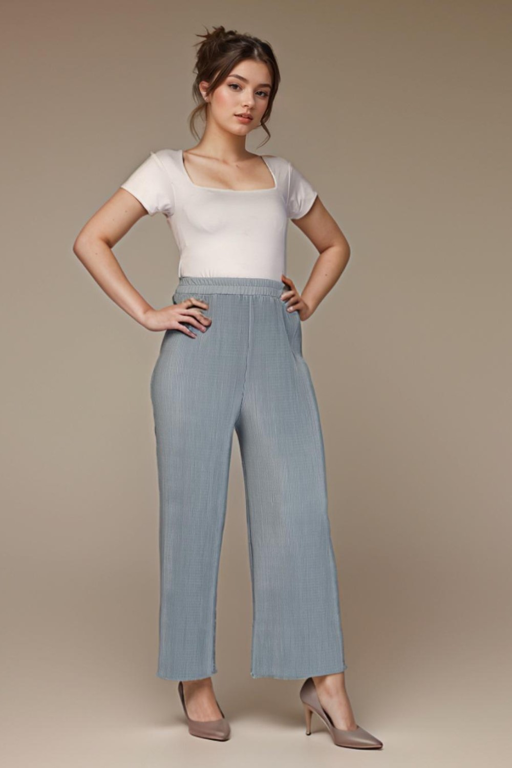 Turquoise Pleated Pants