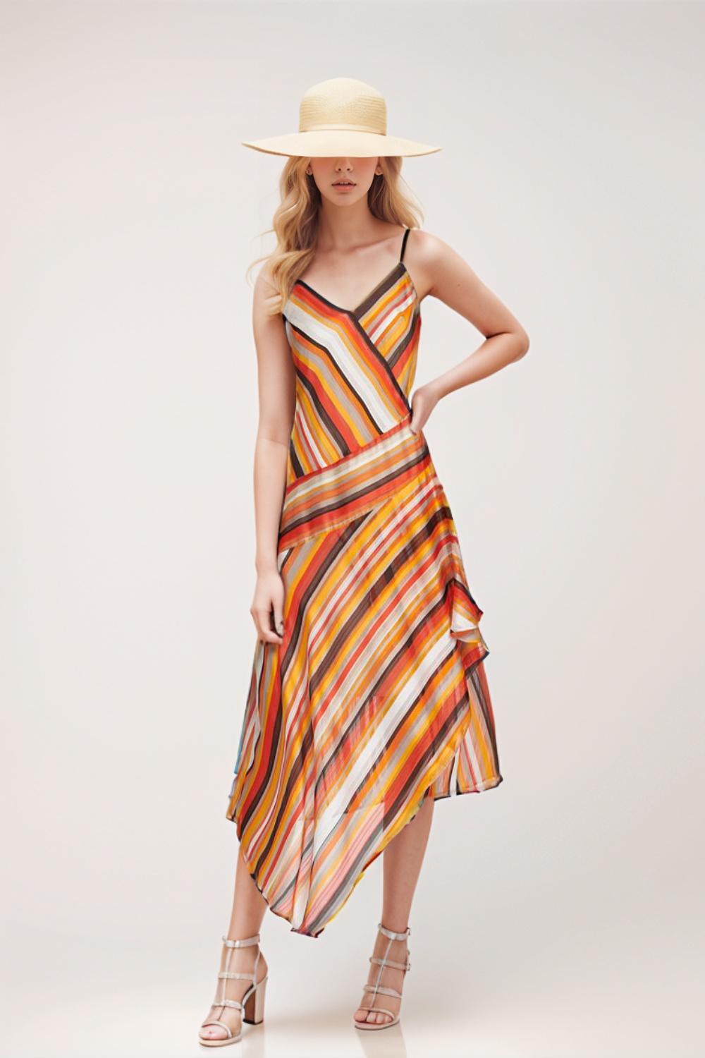 Stripped Asymmetrical Dress