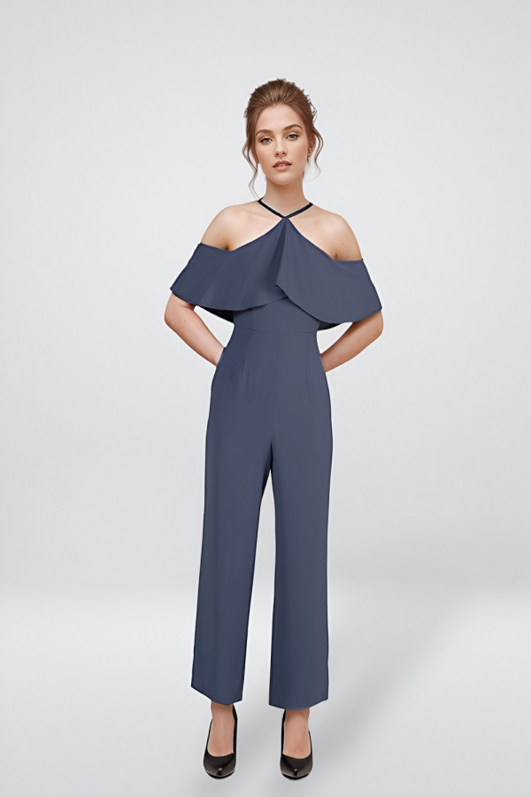 Dahlia Cascade Layered Blue Jumpsuit