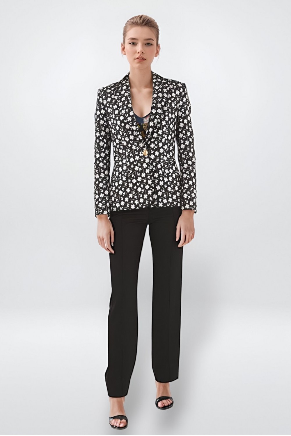 Floral Jacquard Blazer