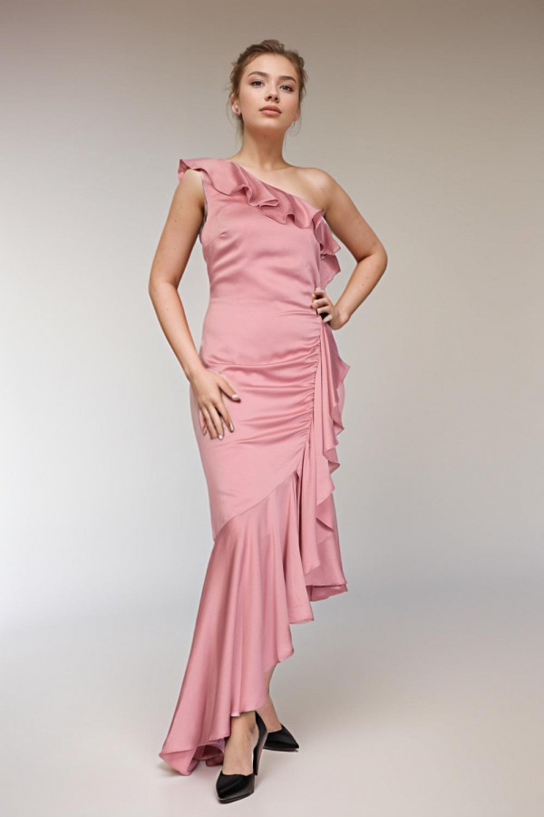 Pink Breath One Shoulder Gown