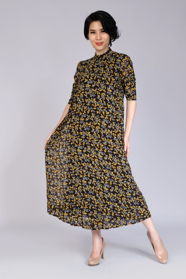 The Fran Floral-Print Georgette Midi Dress