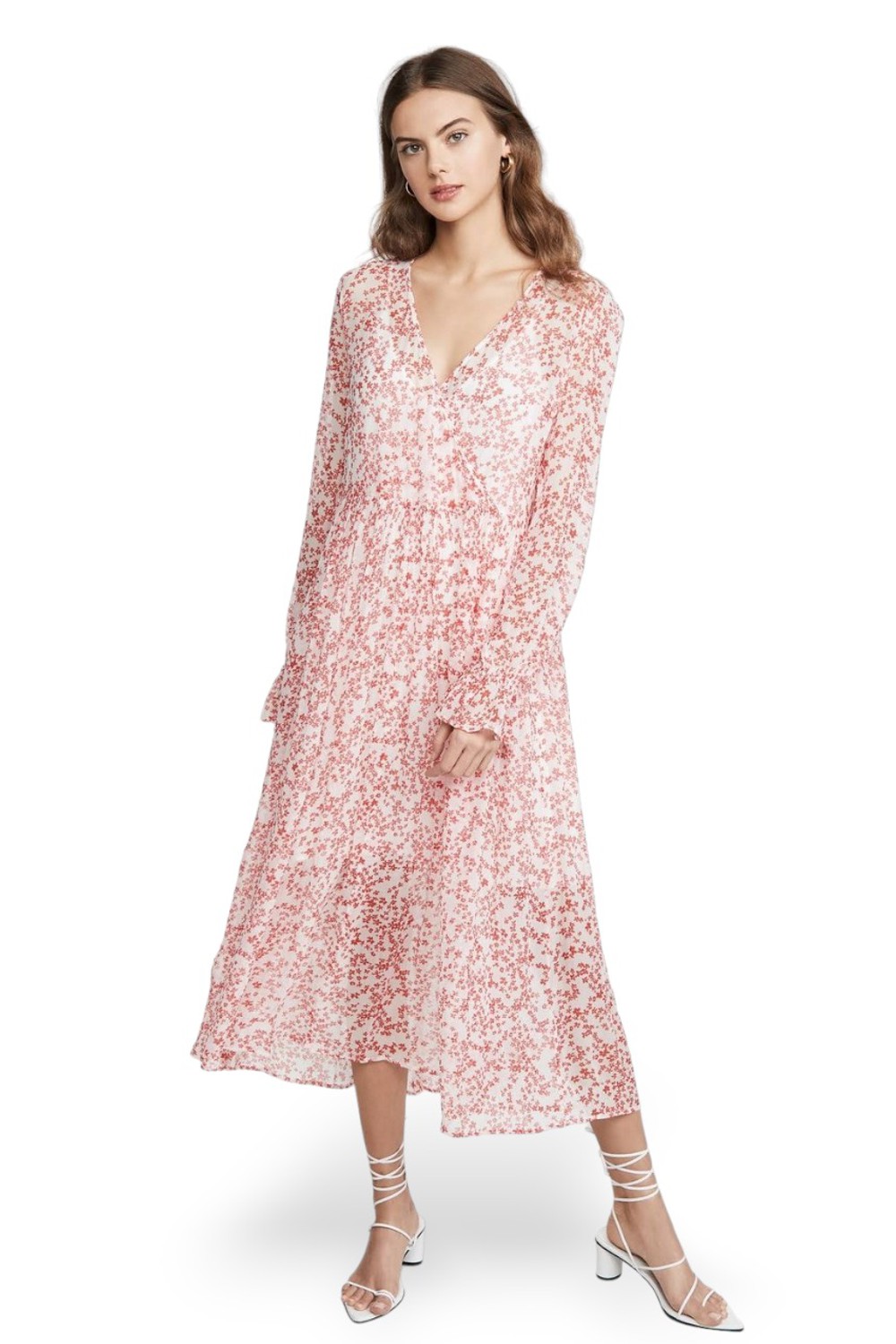 Axelle Wrap Effect Printed Georgette Midi Dress