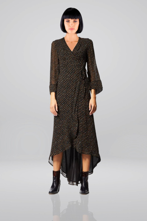 Mullin Asymmetric Printed Georgette Midi Wrap Dress