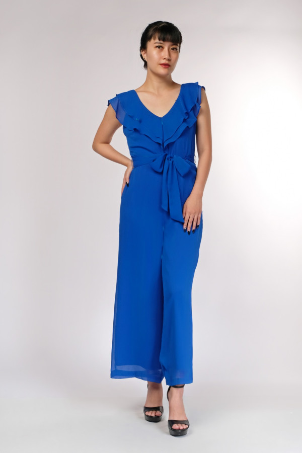 Double Ruffle Royal Blue Jumpsuit